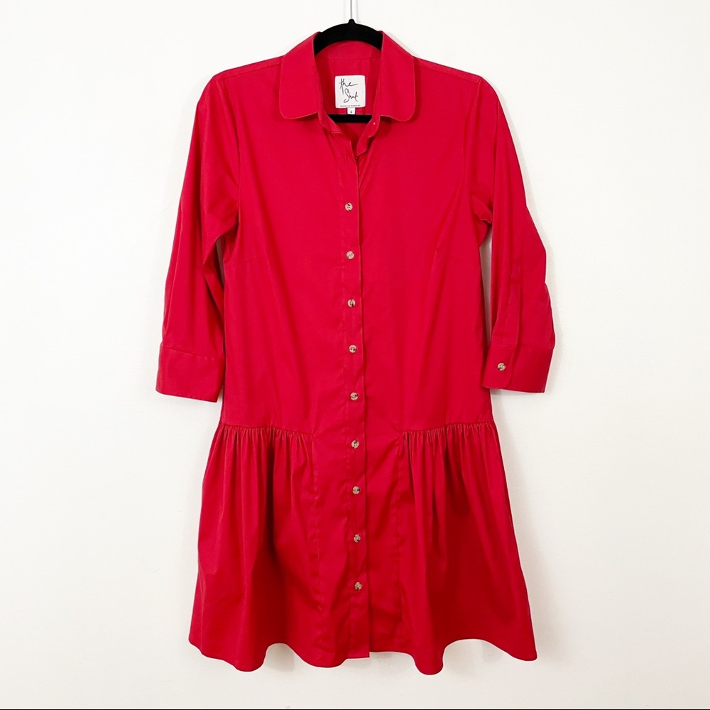 THE SHIRT Rochelle Behrens Red Shirt Dress Size S